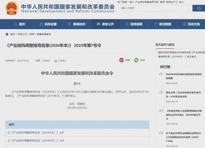 z6尊龙·凯时：有关印染《产业结构调整指导目录(2024年本)(图1)
